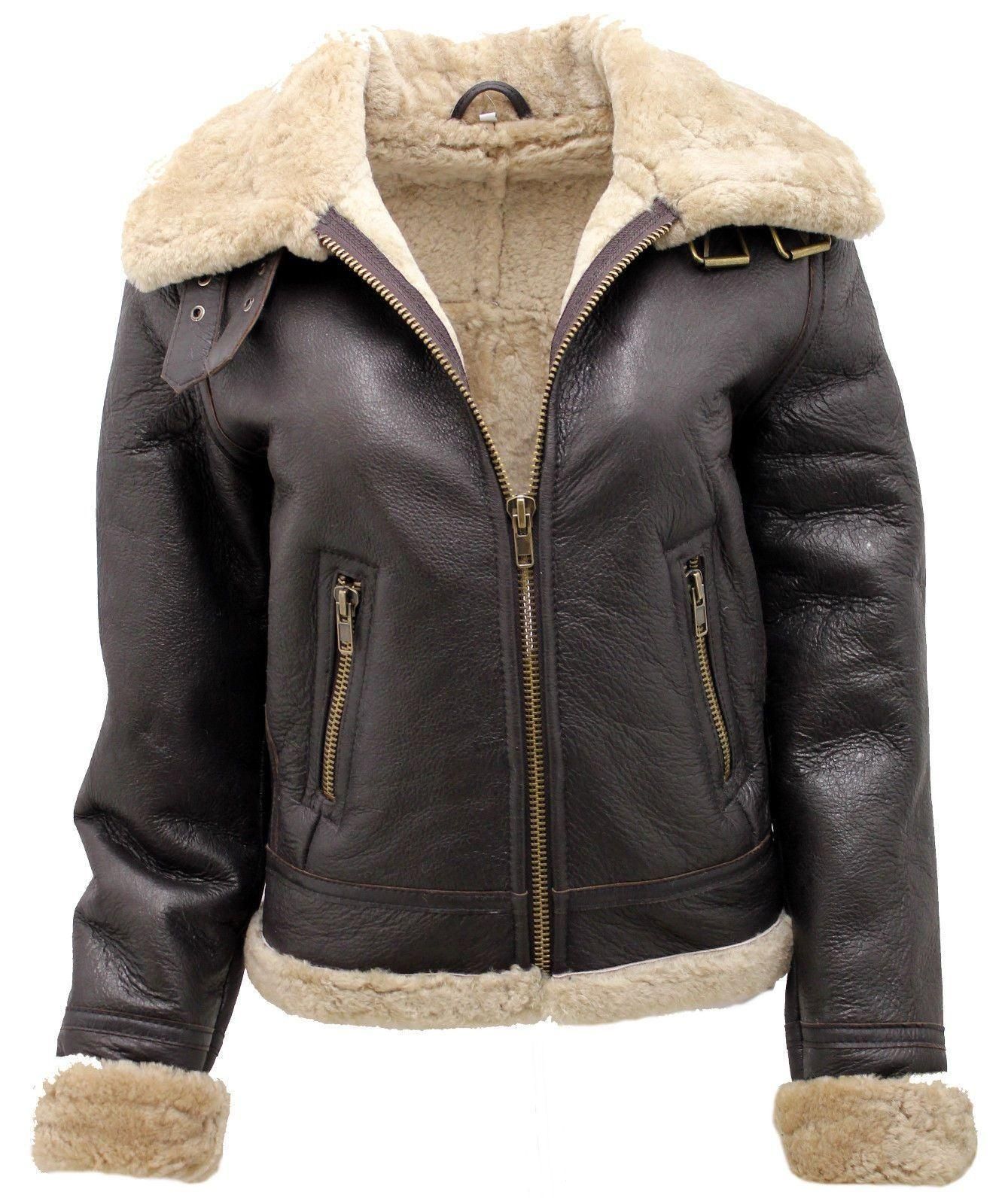 Infinity Leather Mens Grey B3 WW2 Sheepskin Leather Flying Aviator