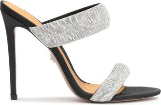 Kazar Zwarte textiel muiltjes met glanzende bandjes - Dames - Muiltjes - Veelkleurig - 35 EU - Schoenen