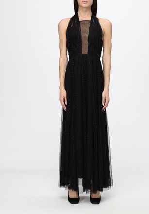 Twinset Long Halterneck Evening Gown in Tulle and Lurex