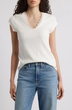 Wit & Wisdom Variegated Rib Knit Top in Off White at Nordstrom, Size X-Large