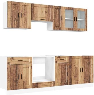 vidaXL Vidaxl - Mueble Cocina Kalmar Madera Vieja 8 Pzas Madera Contrachapada