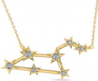 Allurez Diamond Leo Zodiac Constellation Star Necklace 14k Yellow Gold (0.10ct)