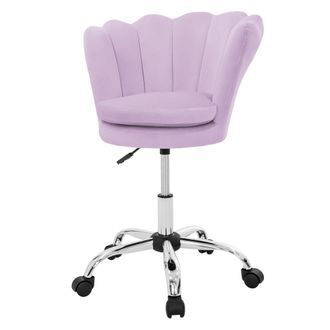 ML Design Ml-design Silla De Tocador De Terciopelo Lila, Asiento Para Ni&ntilde;os Giratorio 360&deg; Tapizado, Sill&oacute;n Ergon&oacute;mico De Oficina/escritorio De Maquillaje Dise&ntilde;