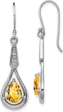 Diamond2Deal Sterling Silver Rhodium-plated CZ and Citrine Dangle Earrings