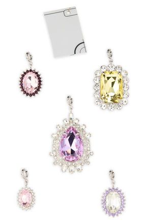 Paco Rabanne Set of 5 Assorted Crystal Bag Charms in Silver Multi at Nordstrom