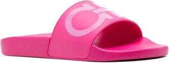 Ferragamo Logo-Print Pool Slide Slide - Pink