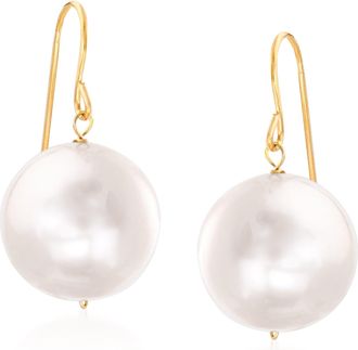 Ross-Simons 11mm Cultured Pearl Drop Earrings in 14kt Yellow Gold