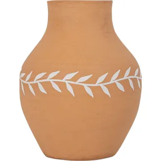 Foreside Home And Garden White Floral Vase Terracotta in Orange at Nordstrom