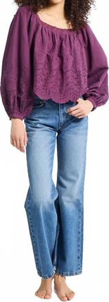 Mille Maureen Billowy Sleeves Top In Plum Eyelet