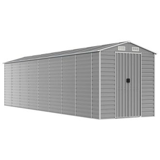 Berkfield Home Garden Shed Light Grey 191x810x198 cm Galvanised Steel | Size: 191 x 810 x 198 cm