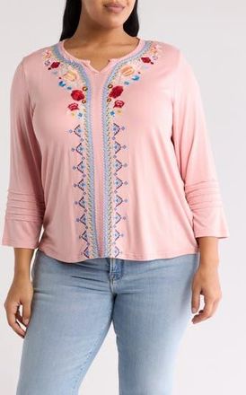 Forgotten Grace Embroidered Blouse in Pink at Nordstrom Rack, Size 2X
