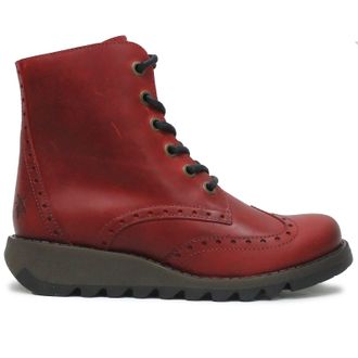 FLY London SARL069FLY Rug Leather Womens Ankle Boots - Red - Size:UK 8