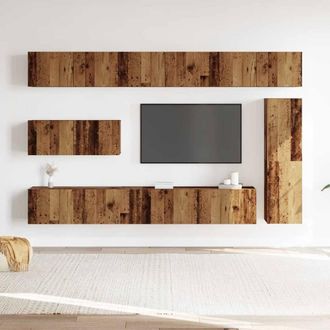 Berkfield Home Classic 7 Piece TV Cabinet Set Wall-mounted Old Wood Engineered Wood