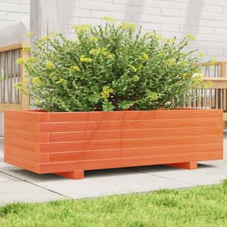 vidaXL Vidaxl - Jardinera De Madera Maciza De Pino Marr&oacute;n Cera 90x40x26,5 Cm