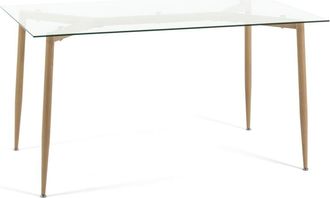 Siediti Fuori e Dentro Mesa rectangular 140x80 cm con tablero de vidrio y patas madera