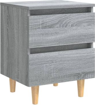 vidaXL Mesita de noche patas de madera maciza gris Sonoma 40x35x50 cm vidaXL