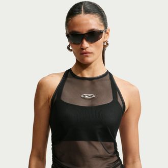 Nike Womens Nike Sportswear Tight Sheer Tank Top in Black | IU2647-010