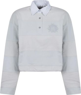 Acne Studios Polo Sweatshirt met strepen - Dames - Sweatshirts - Grijs - XS - Katoen - Hoodies & sweatvesten