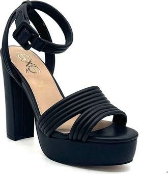 Ex&eacute; Womens Strap Platform Block Heel Sandal In Black