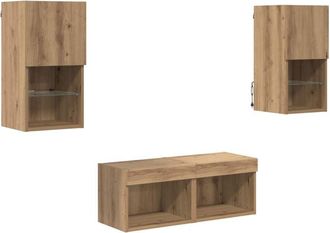 vidaXL Gabinetes De Pared Para Tv 4 Pcs Roble Artesanal Vidaxl