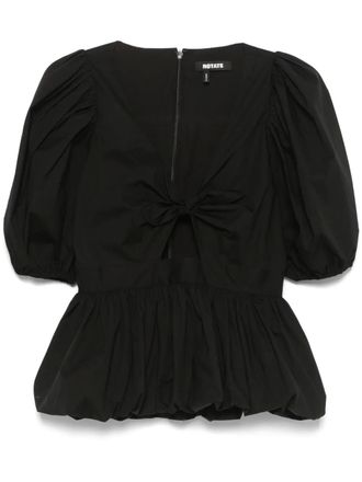 Rotate puff-sleeve bubble top - women - Polyester/Organic Cotton/Elastane/Elastane - 36 - Black