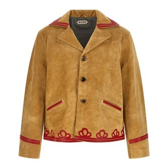 Bode Trefoil Suede Jacket - male - Bode - Leather Jackets - Beige - 2XL - Jackets