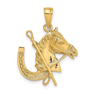 Diamond2Deal 10k Yellow Gold Horse Head Shoe Crop Charm