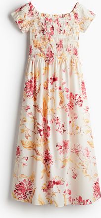 H&M Gesmoktes Off-Shoulder-Kleid - White