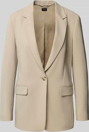 HUGO BOSS Regular Fit Blazer mit 1-Knopf-Verschluss in Beige, Größe 36