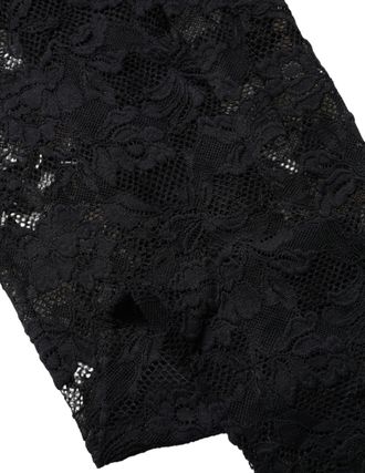 Dolce & Gabbana Floral Lace Thigh High Stockings - Black
