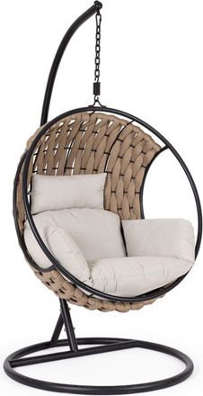 Outdoor Living Silla colgante acero coj&iacute;n marr&oacute;n