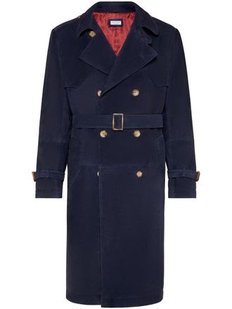 Brunello Cucinelli suede trench coat - men - Suede - M - Blue
