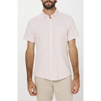 7 Diamonds Bennet Stripe Seersucker Short Sleeve Button-Up Shirt in Quartz at Nordstrom, Size Xx-Large