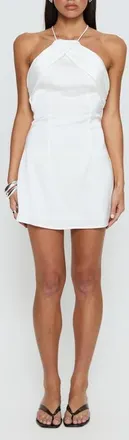 Princess Polly Amberlee Ruched Halter Minidress in White at Nordstrom, Size 10