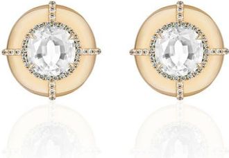 Goshwara Round Medallion Stud Earrings in Clear at Nordstrom