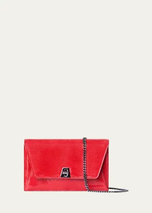Akris Anouk Lizard-Print Clutch Bag w/ Chain