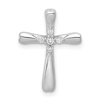 Diamond2Deal 10K Gold 1/20ct. 5-Stone Diamond Cross Chain Slide Pendant