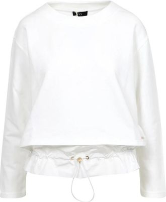 Fay Witte Trui met Boxy Patroon - Dames - Longsleeves - Wit - S - Katoen - Tops