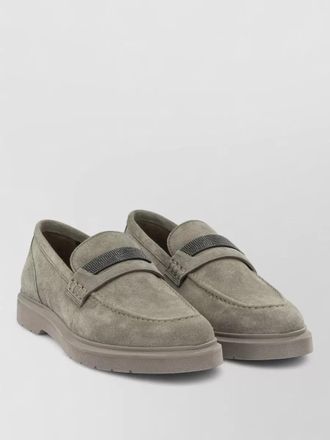 Brunello Cucinelli suede loafers charm detail rubber sole