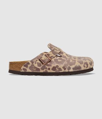 Birkenstock Sabots Boston Suede Leather Syn Leo Sandcastle