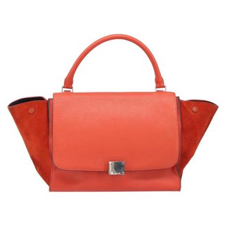 Celine Trapeze Bag Leather With Suede Orange Leather Handbag (Pre-Owned)