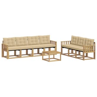 vidaXL Conjunto De Sof&aacute;s De Exterior Con Coj&iacute;n 8 Pcs Y Beige Vidaxl