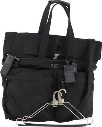 Prada Garment Carrier Tessuto Black Nylon Handbag (Pre-Owned)