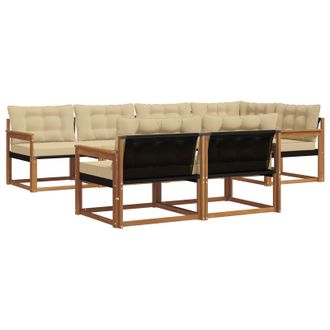 vidaXL Conjunto De Sof&aacute;s De Exterior Con Coj&iacute;n 7 Pcs Natural Y Beige Vidaxl