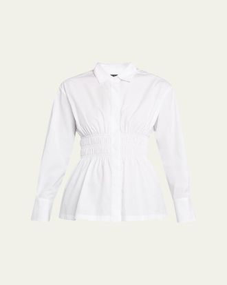 Rag & Bone Blythe Smocked Poplin Shirt