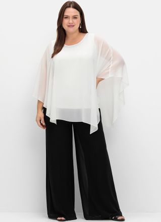 Sheego Schlupfhose SHEEGO, Damen, Gr. 46, Normalgr&ouml;ssen, schwarz, 100% Polyester, unifarben, Hosen Schlupfhose