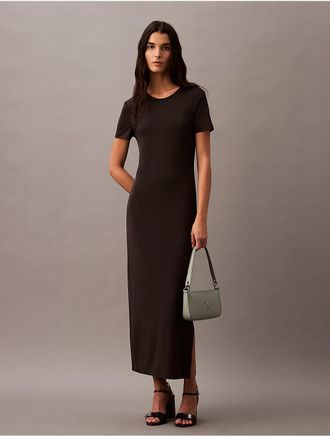 Calvin Klein Womens Second Skin Midi Dress - Black - XS