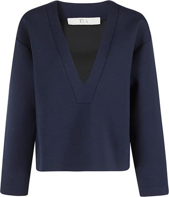 Tela Stijlvolle Sharon Jurk voor Vrouwen - Dames - V-hals truien - Blauw - M - Truien & Vesten