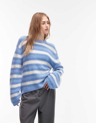 & Other Stories Maglione girocollo blu a righe in misto lana e alpaca