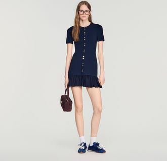 Sandro Short knit dress with ruffles